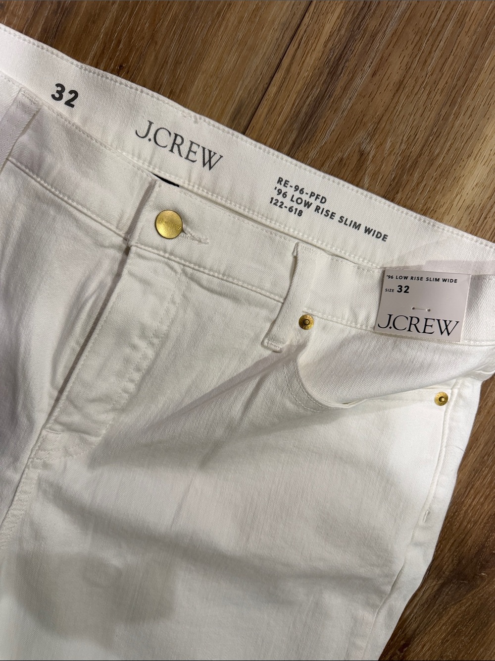 NWT 32 14 J. Crew White Low-Rise Wide-Leg slim Jeans